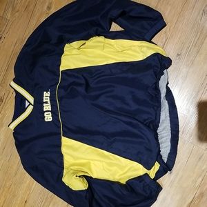 Maize & Blue vneck lined overshirt w/ zip on side as well as pockets. Sz XXL